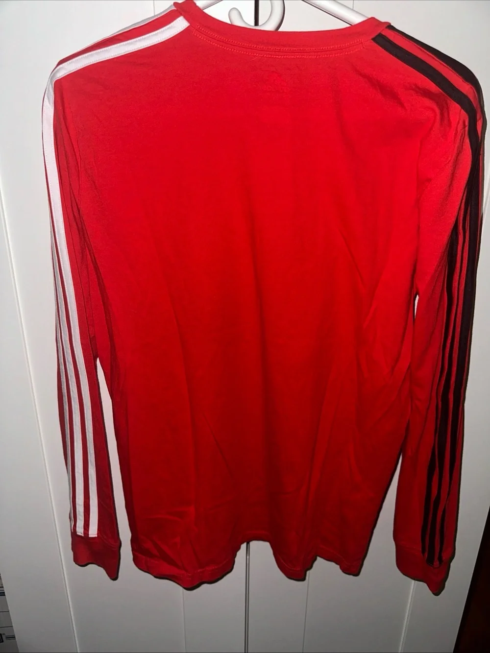 ADIDAS Boy’s Cotton Red Signature Stripes Long Sleeve Logo T-Shirt Size XL 18/20